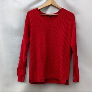 ❤️Chaps red sweater knit pattern is beautiful diagonal lines Valentine's Day ❤️